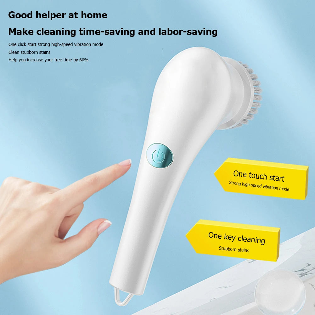 Electric Clean Brush Multifunctional USB Rechargeable Electric Rotary Scrubber 3 Replaceable Brush Head Bathroom Kitchen Cleaner